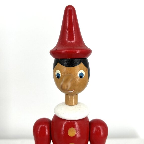 Wooden Pinocchio with Movable Joints Posable Head And Hips Rotate 12" - Picture 2 of 10